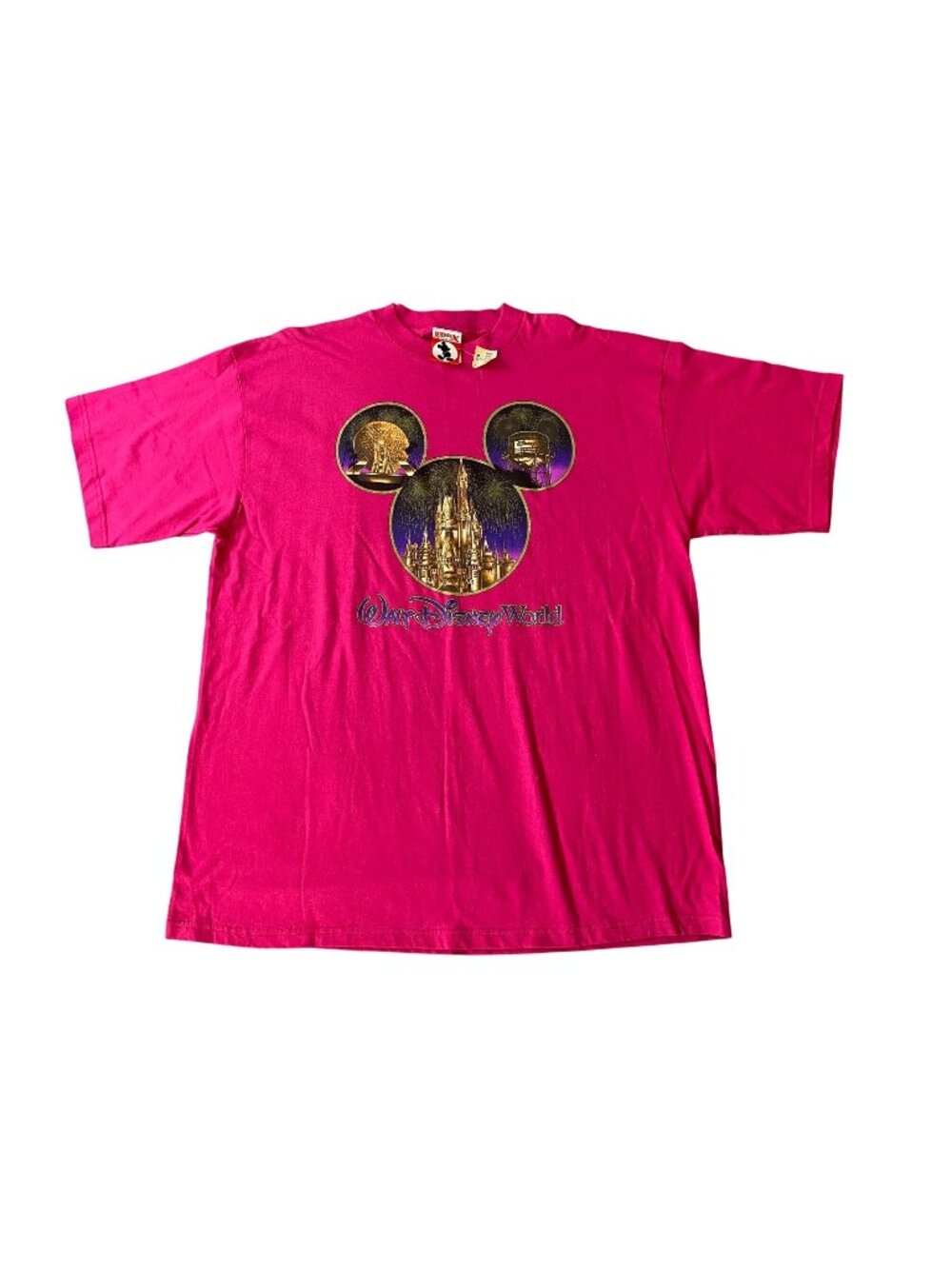 DNWT isney World Pink Graphic T-Shirt Mickey Mouse Icon Castle Fireworks XXL